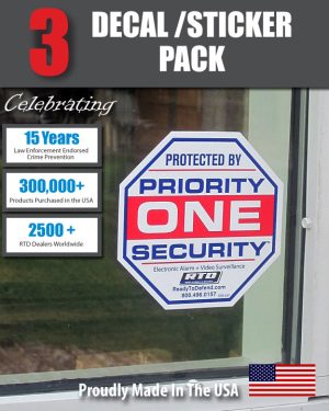 3 Pack - Priority One Security Decals / Stickers
